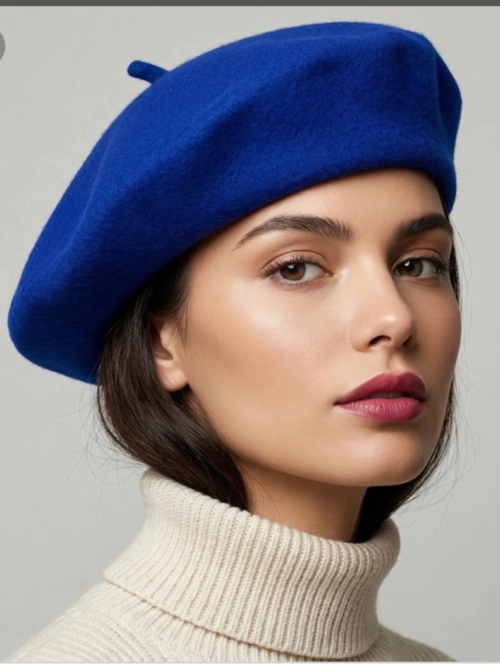 NWT 100% Wool French Beret Parisian Chic Blue Winter Hat Classic Accessory OS